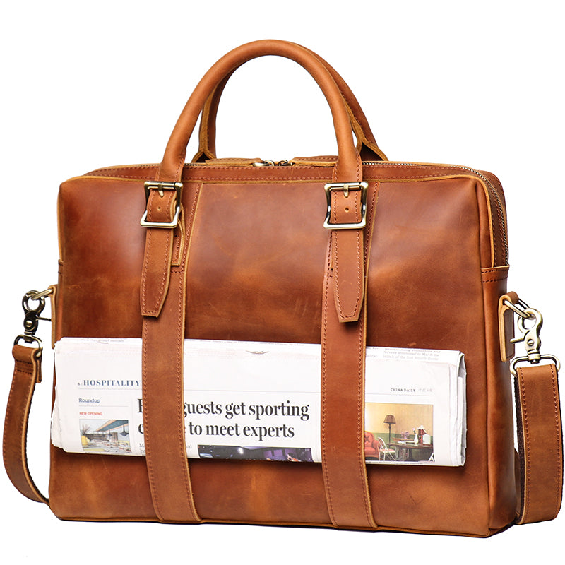 Leather Handbag | Vintage Genuine Cowhide Large Bag