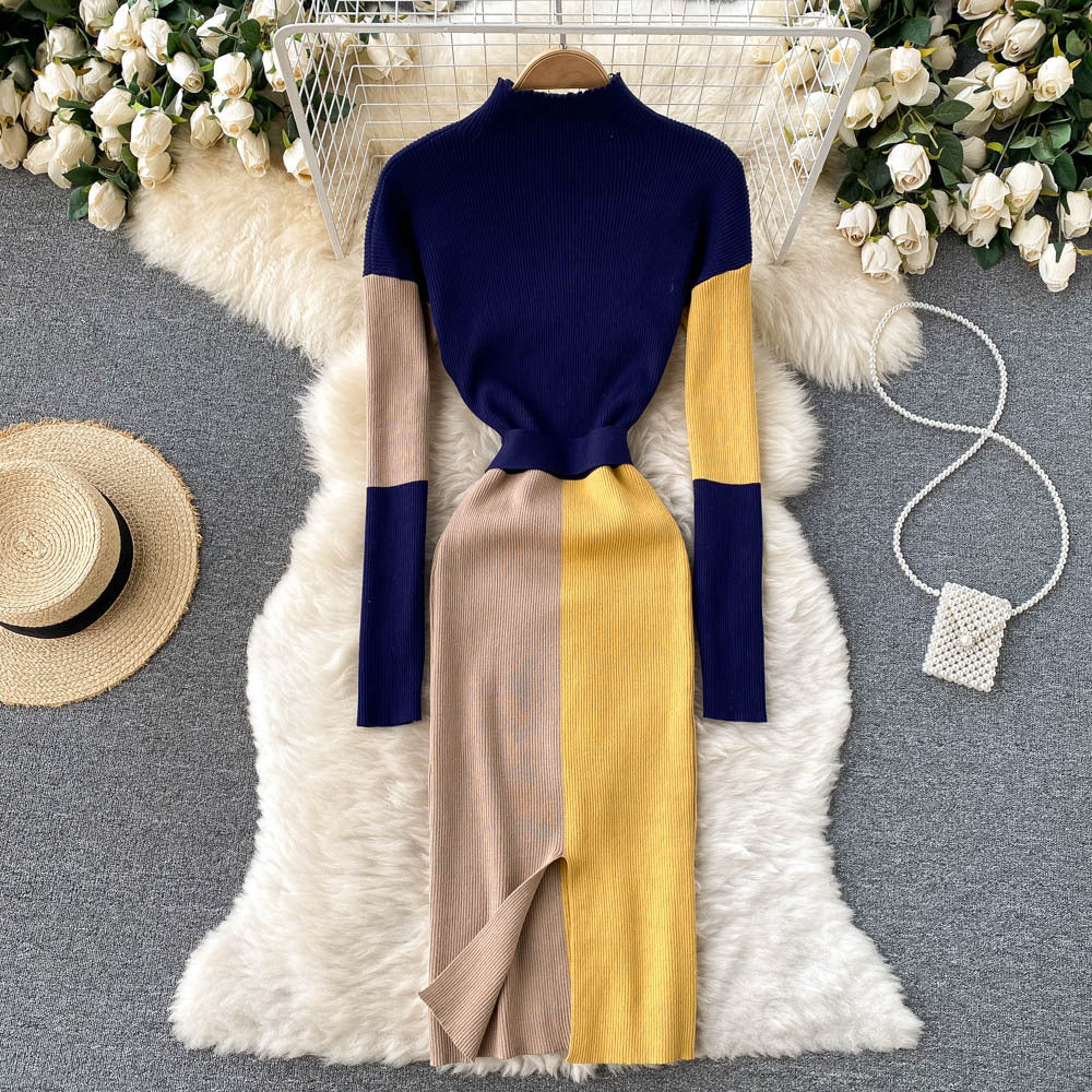 VANTA Contrast Knit Midi Dress