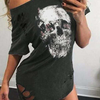 women's Graphic T-Shirt | Loose Skull Print Casual Streetwear Style