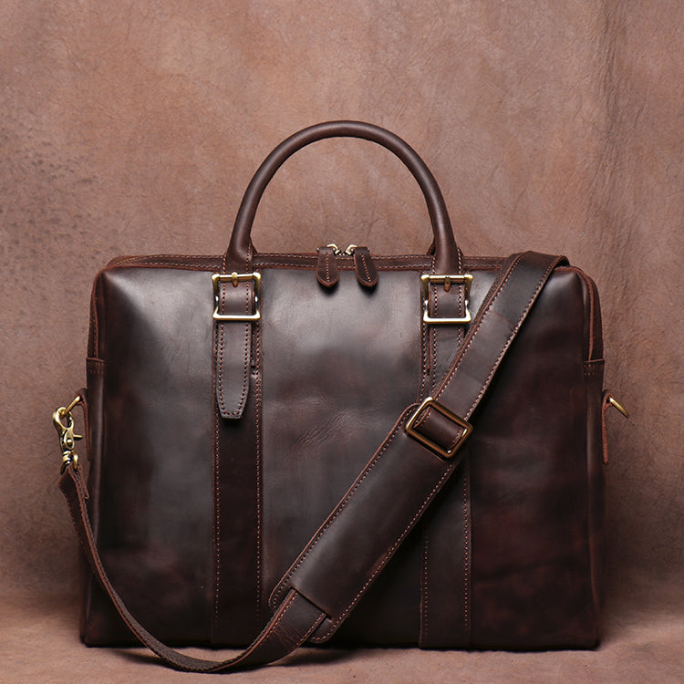 Leather Handbag | Vintage Genuine Cowhide Large Bag
