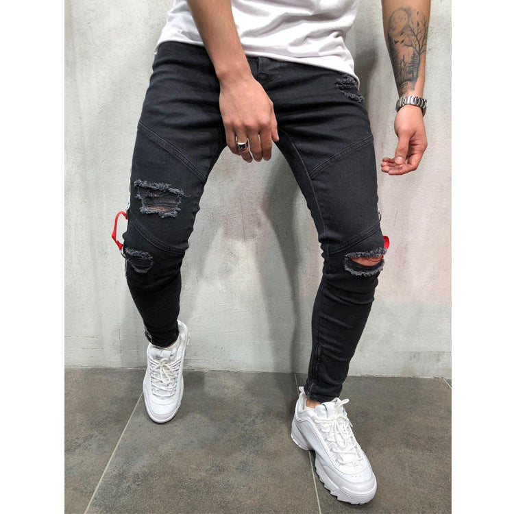Men's Casual Jeans – Low-Waist Retro Slim-Fit Pants for Men