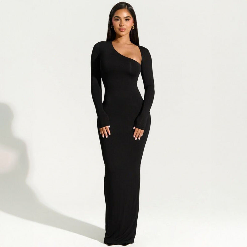 Long-Sleeve Slim-Fit Split Dress