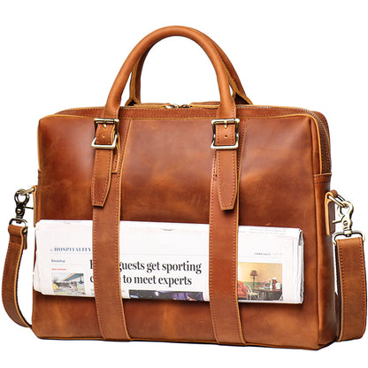 Leather Handbag | Vintage Genuine Cowhide Large Bag