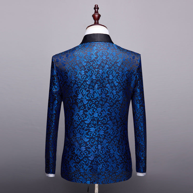 VANTA Floral Pattern Slim-Fit Suit Jacket