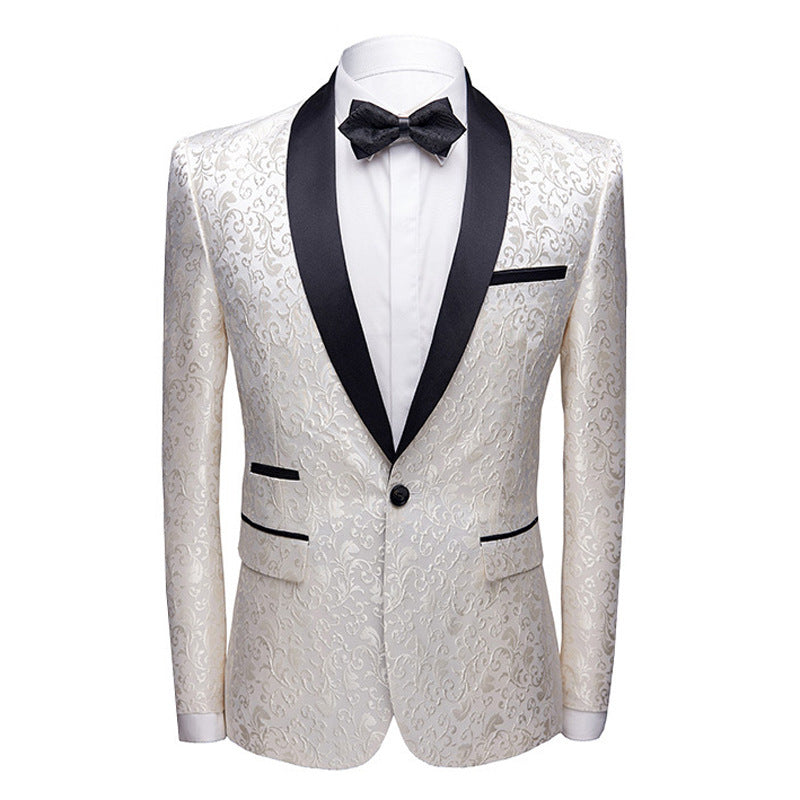 VANTA Floral Pattern Slim-Fit Suit Jacket