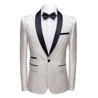 VANTA Floral Pattern Slim-Fit Suit Jacket