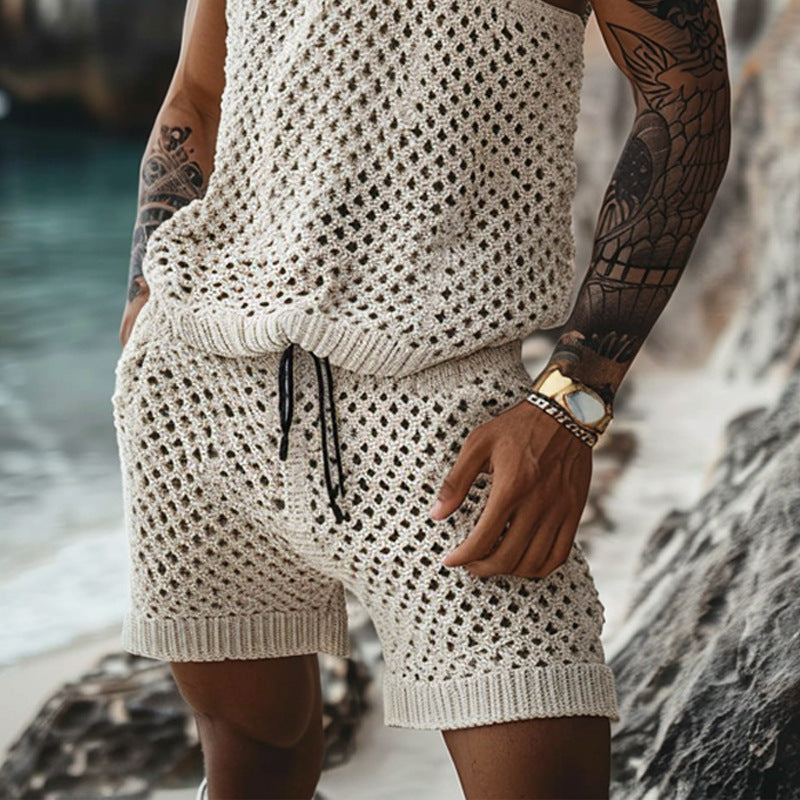 Men's Casual Suit – Slim Vertical Pattern 2-Piece Set