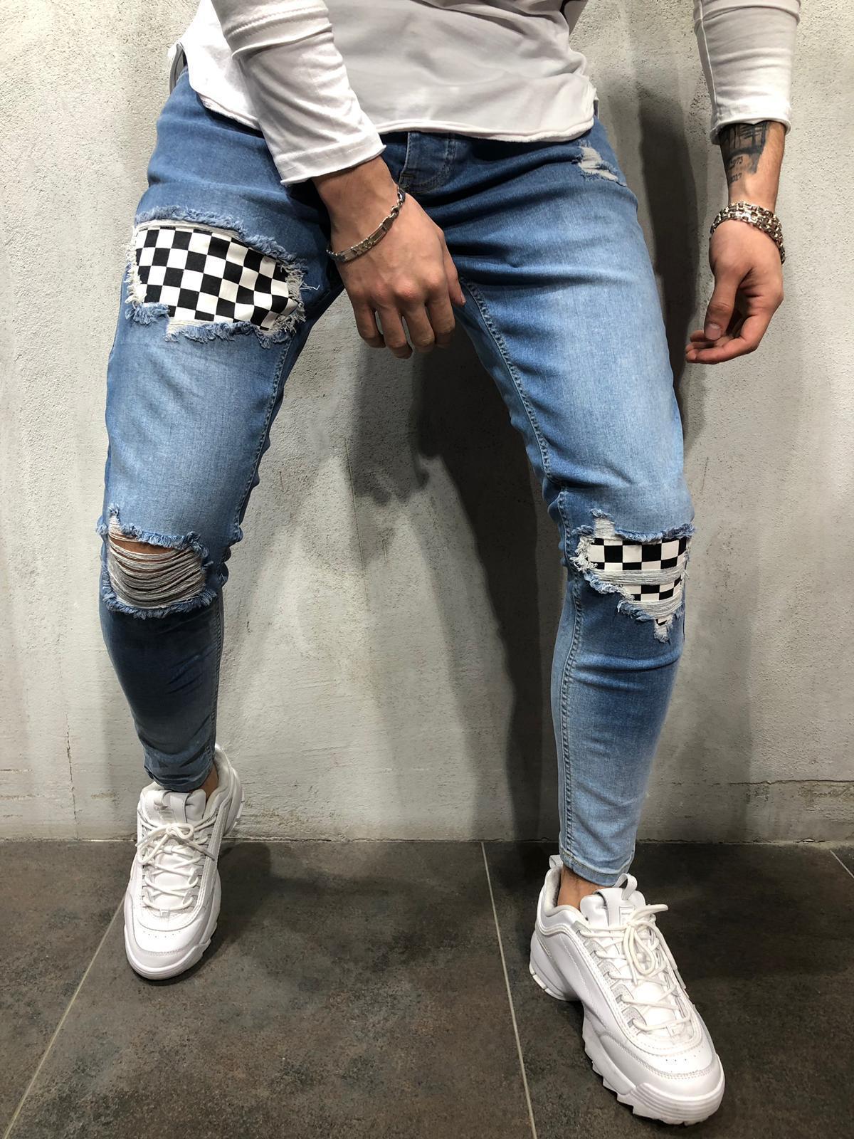 VANTA Men's Distressed Slim Fit Jeans