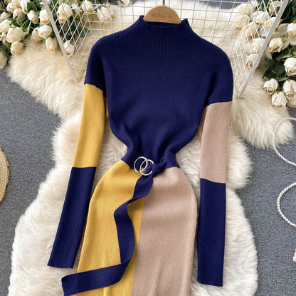 VANTA Contrast Knit Midi Dress