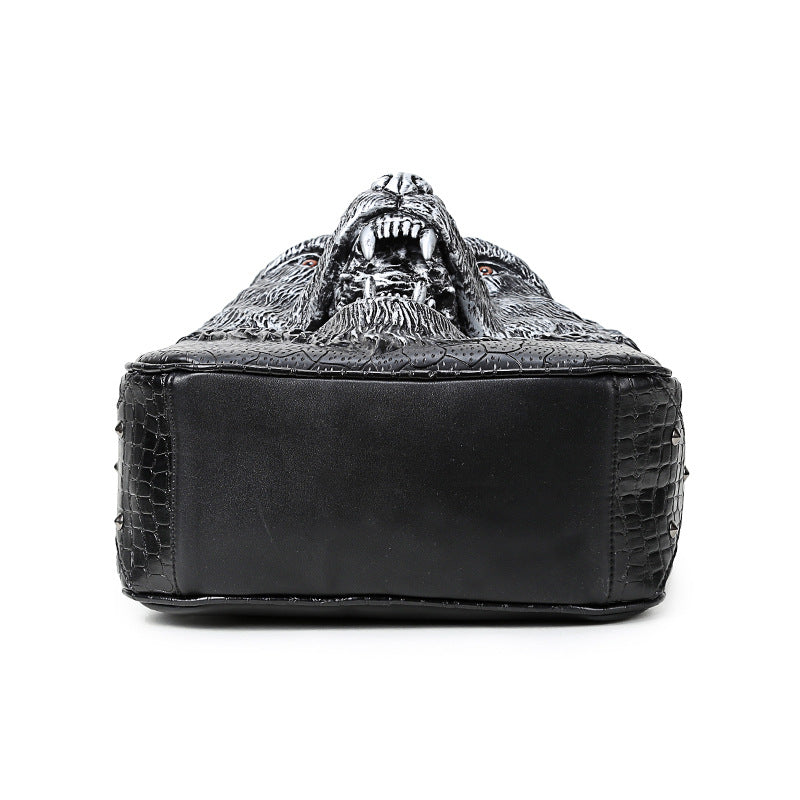 Wolf Head Student Backpack – 3D Gothic PU Leather Student & Travel Bag