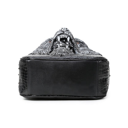 Wolf Head Student Backpack – 3D Gothic PU Leather Student & Travel Bag