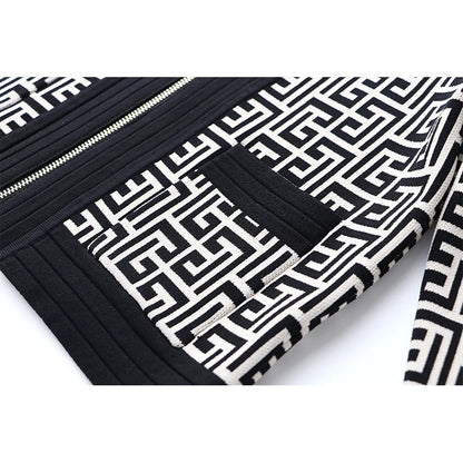 Spring Elegant Texture Pattern Elastic Knitted Casual