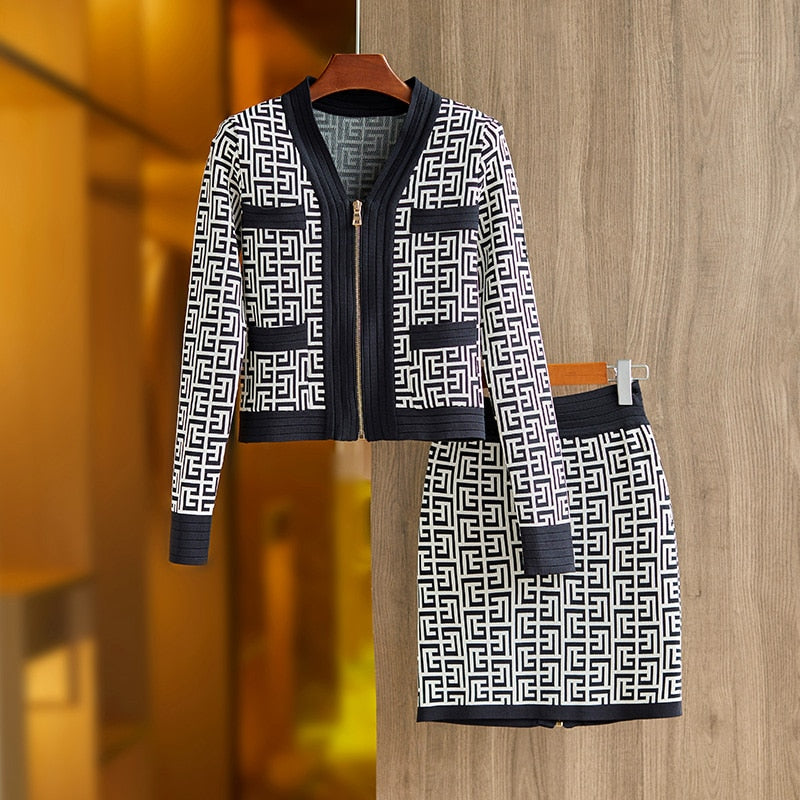Spring Elegant Texture Pattern Elastic Knitted Casual
