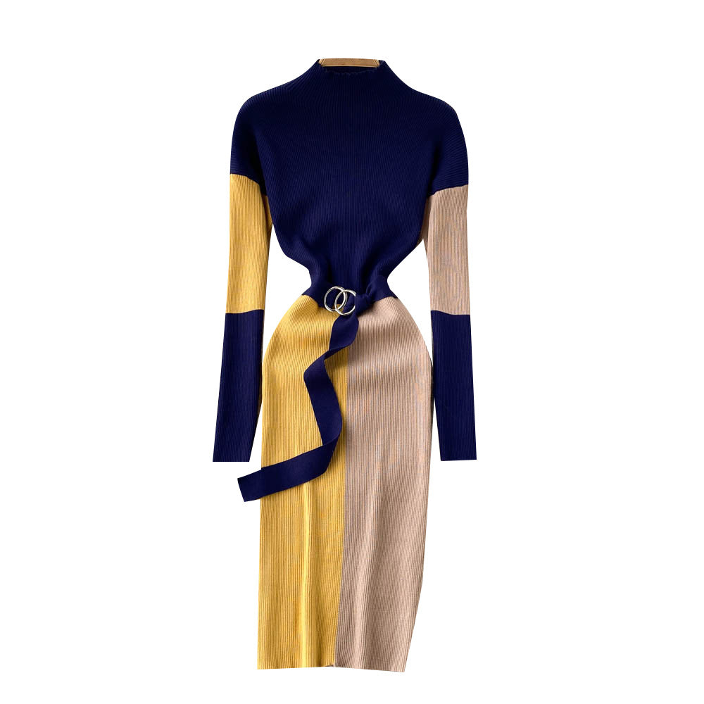 VANTA Contrast Knit Midi Dress