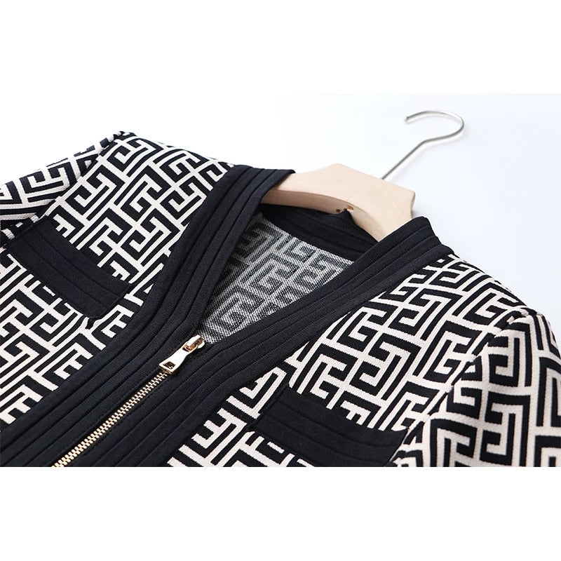 Spring Elegant Texture Pattern Elastic Knitted Casual
