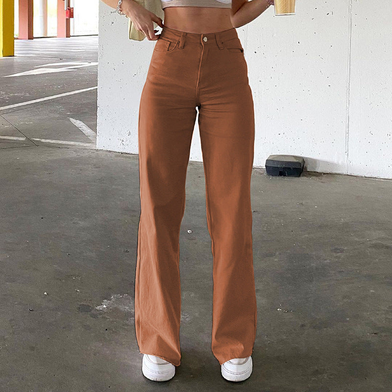 Women’s High-Waisted Loose-Fit Jeans – Casual Straight-Leg Denim Pants