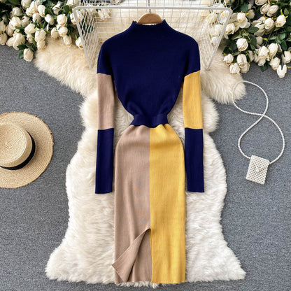 VANTA Contrast Knit Midi Dress