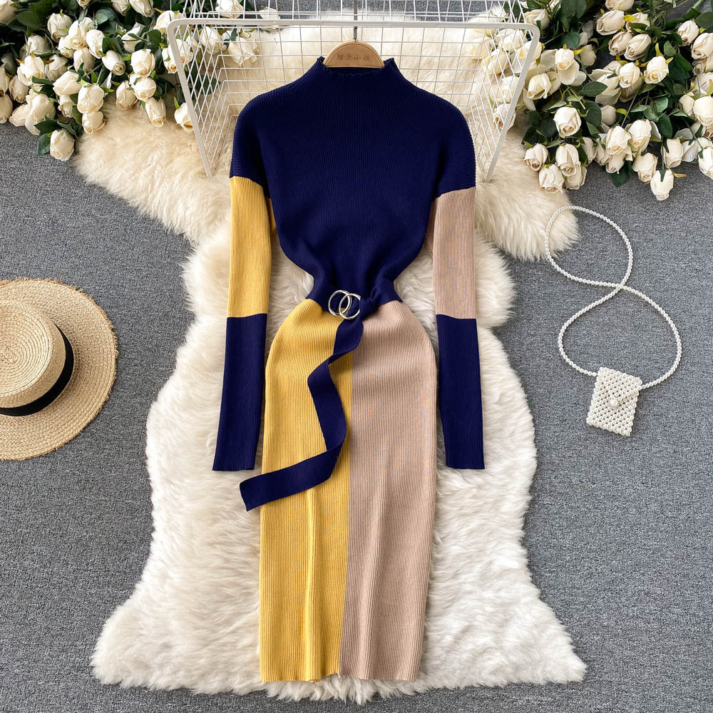 VANTA Contrast Knit Midi Dress
