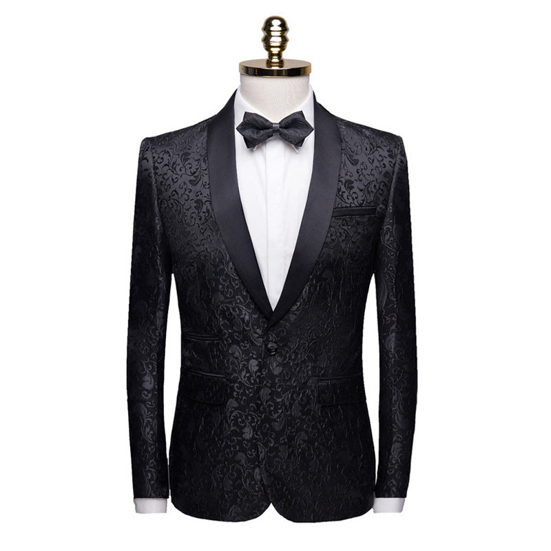 VANTA Floral Pattern Slim-Fit Suit Jacket