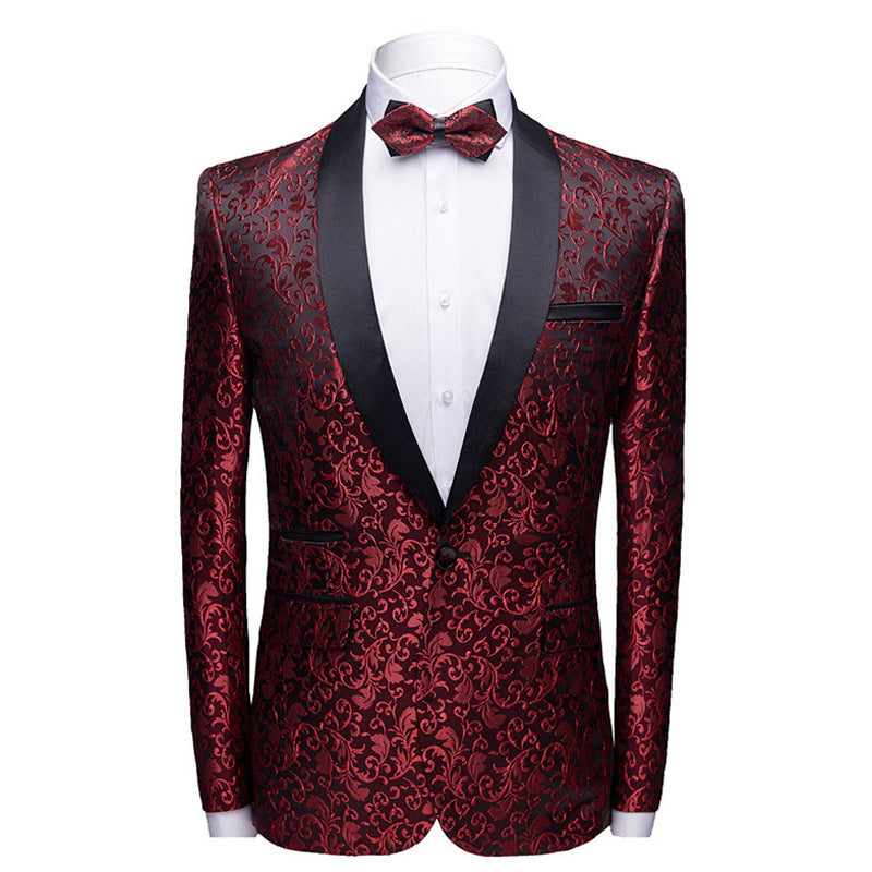 VANTA Floral Pattern Slim-Fit Suit Jacket