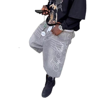 Men's Denim Shorts – Retro Relaxed Wide-Leg Mid-Rise Cotton