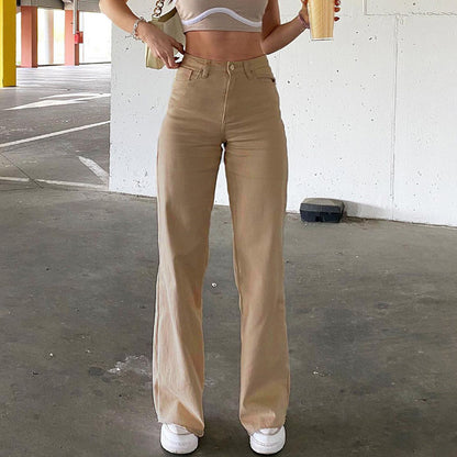 Women’s High-Waisted Loose-Fit Jeans – Casual Straight-Leg Denim Pants